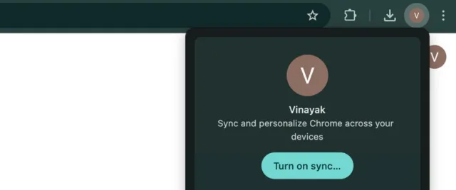 گزینه Turn on sync را انتخاب کنید