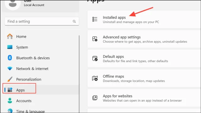 Settings > Apps > Installed apps