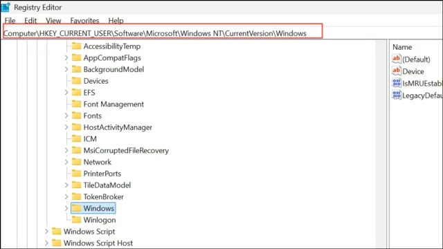 HKEY_CURRENT_USER\SOFTWARE\Microsoft\Windows NT\CurrentVersion\Windows