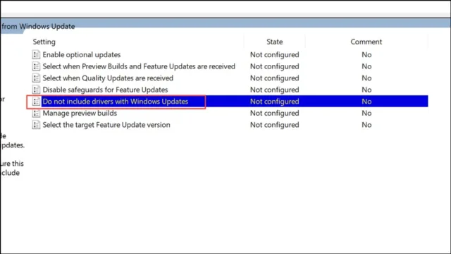 Do not include drivers with Windows Updates