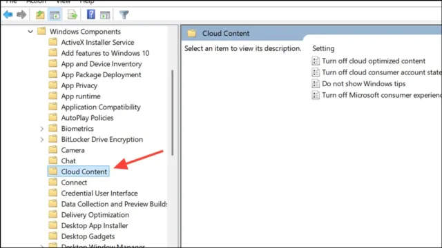 Computer Configuration > Administrative Templates > Windows Components > Cloud Content