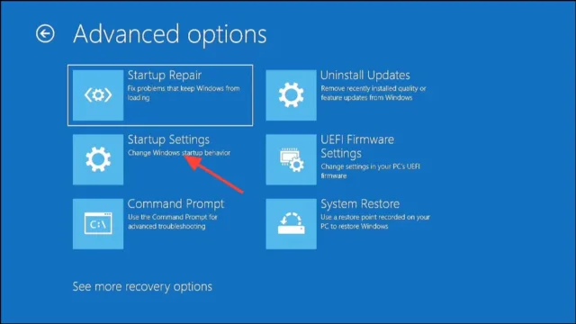 Troubleshoot > Advanced Options > Startup Settings