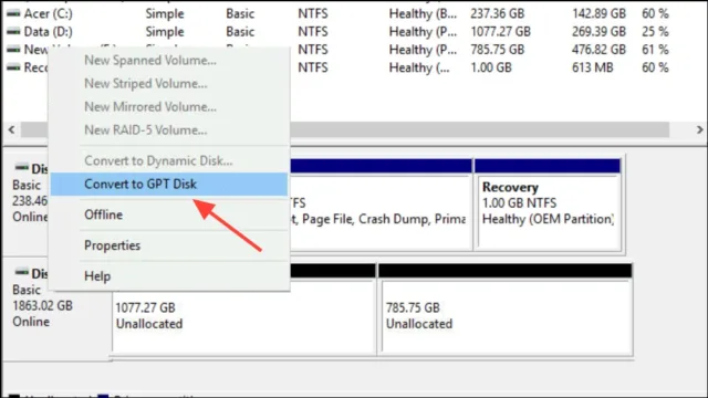 Convert to GPT Disk