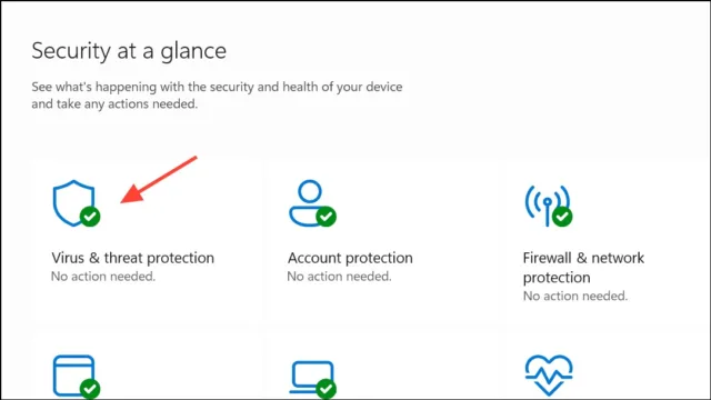 برای این کار، از منوی Start برنامه Windows Security را باز کرده و گزینه Virus and Threat Protection (ویروس و تهدیدات امنیتی) را انتخاب کنید