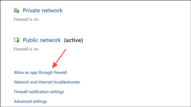 Allow an app through firewall