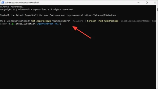 Get-AppXPackage *WindowsStore* -AllUsers | Foreach {Add-AppxPackage -DisableDevelopmentMode -Register "$($_.InstallLocation)\AppXManifest.xml"}
