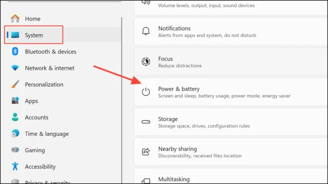 System > Power & Battery