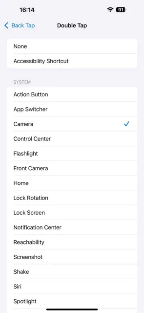 اجرای میانبر با Back Tap