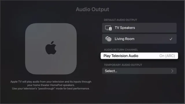 راه‌اندازی ARC یا eARC در Apple TV 4K